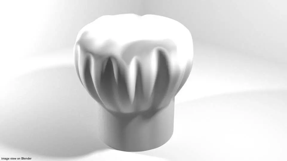 Hat - Chef Toque Type 2 3D model_0