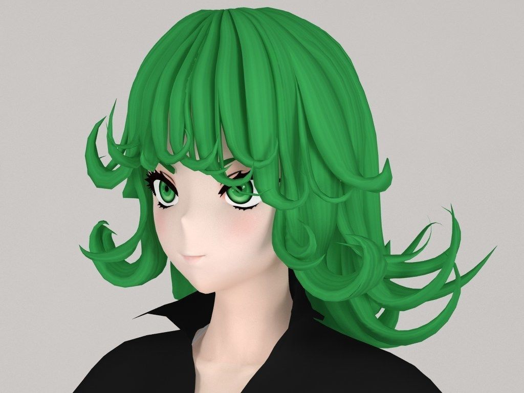 T pose rigged model of Tatsumaki anime girl 3D model_3