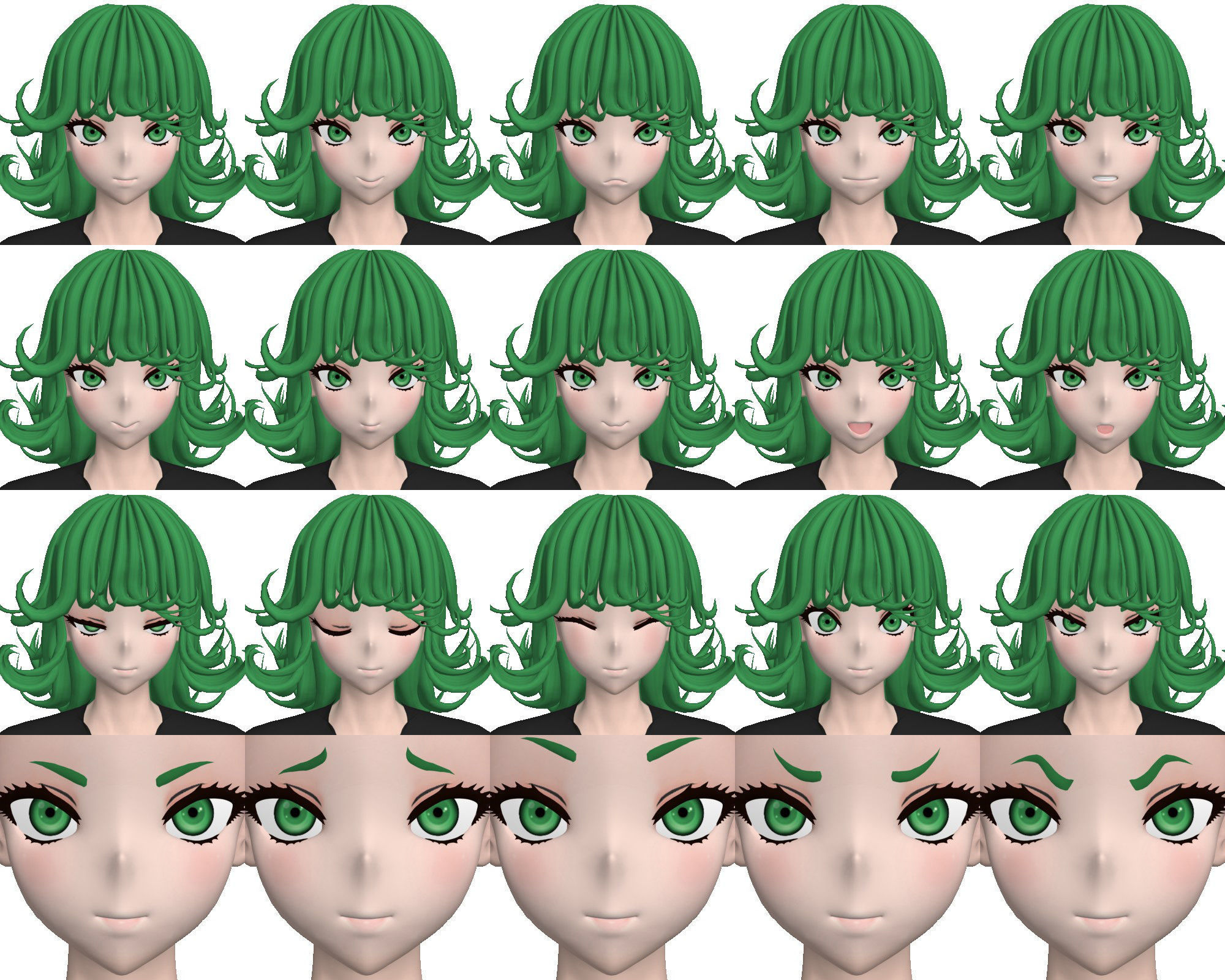 T pose rigged model of Tatsumaki anime girl 3D model_4