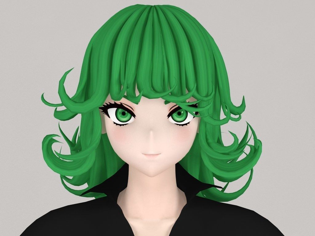 T pose rigged model of Tatsumaki anime girl 3D model_2