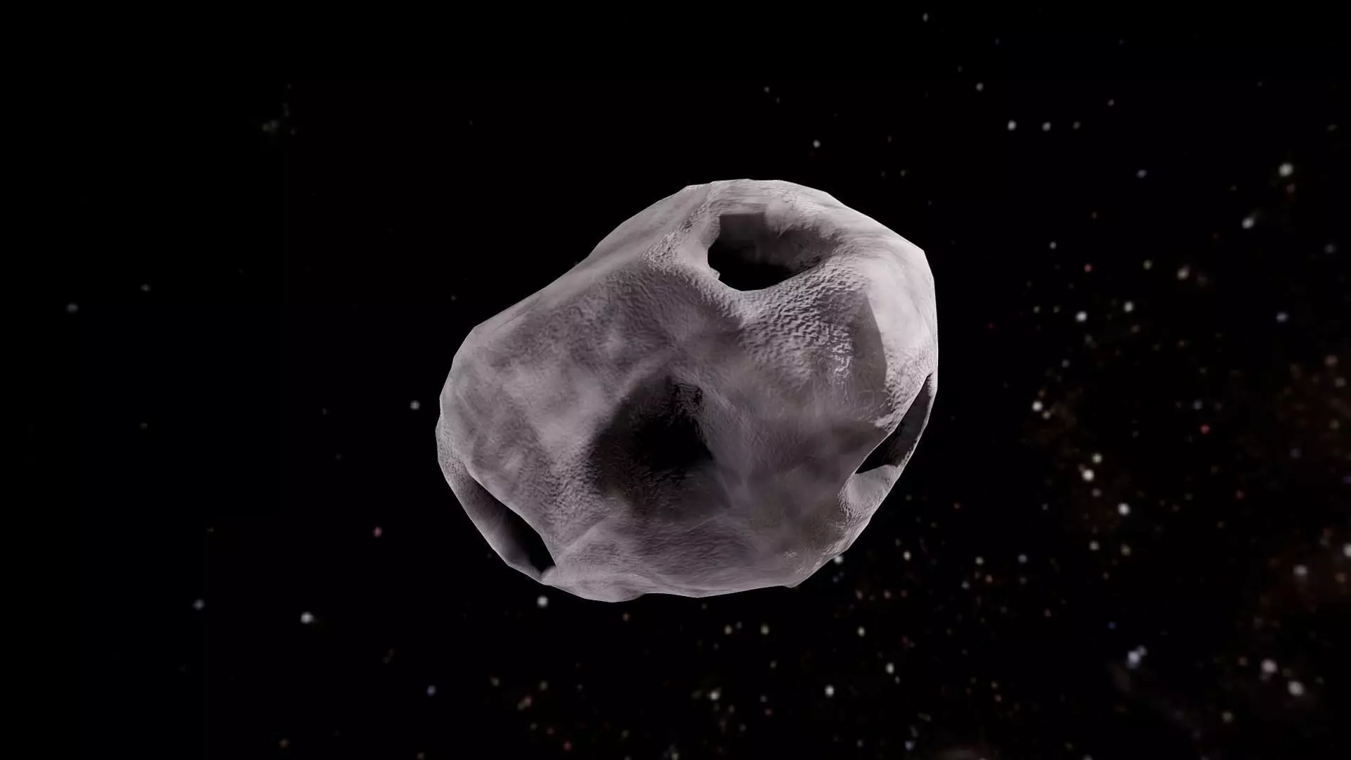 Asteroid in space Low-poly 3D model_0