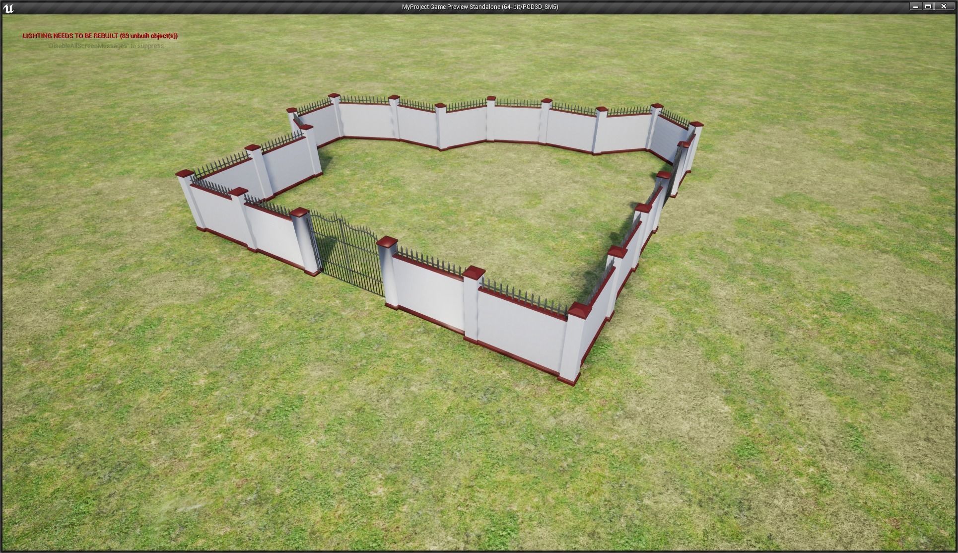 Modular Wall and Gate Low-poly 3D model_2