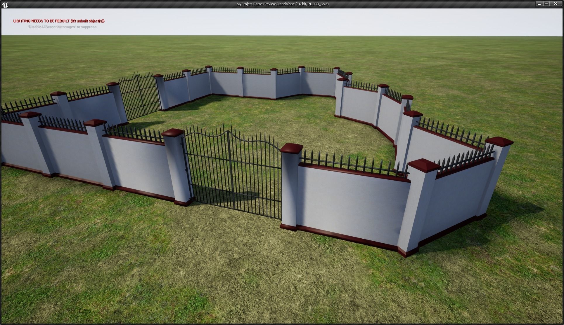 Modular Wall and Gate Low-poly 3D model_3