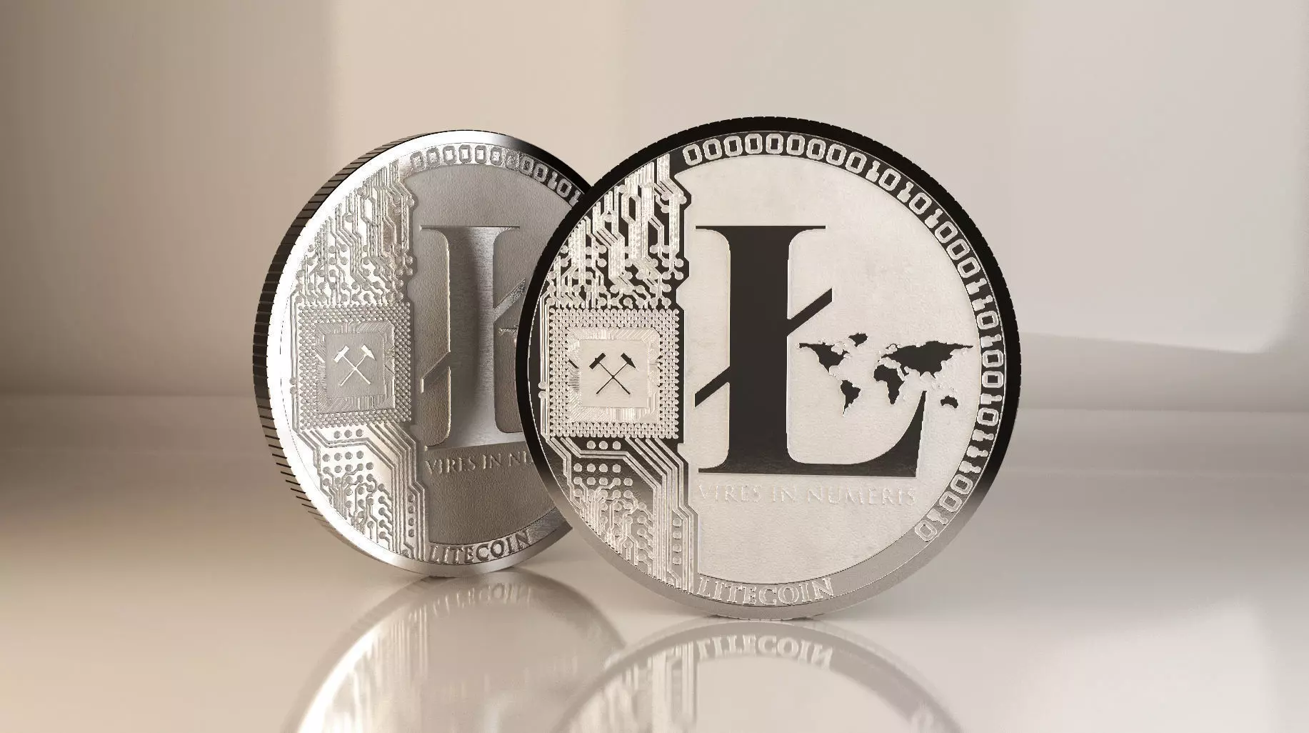Litecoin LTC BTC Low-poly 3D model