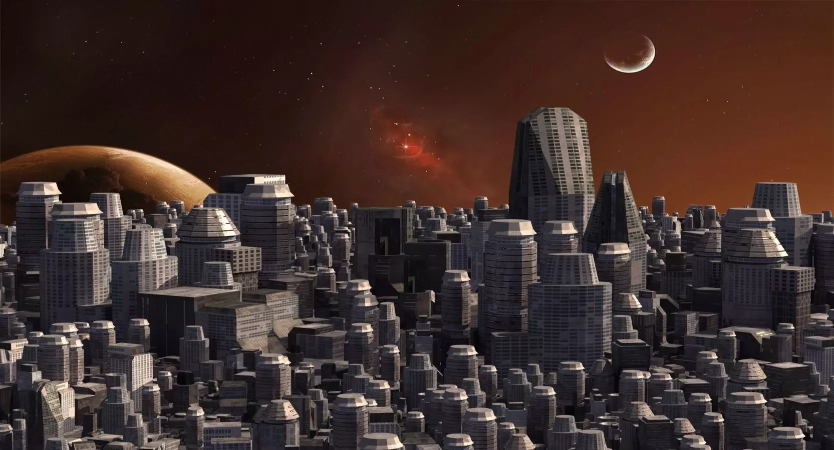 Space City Alien World Futuristic SF Habitat 3D model