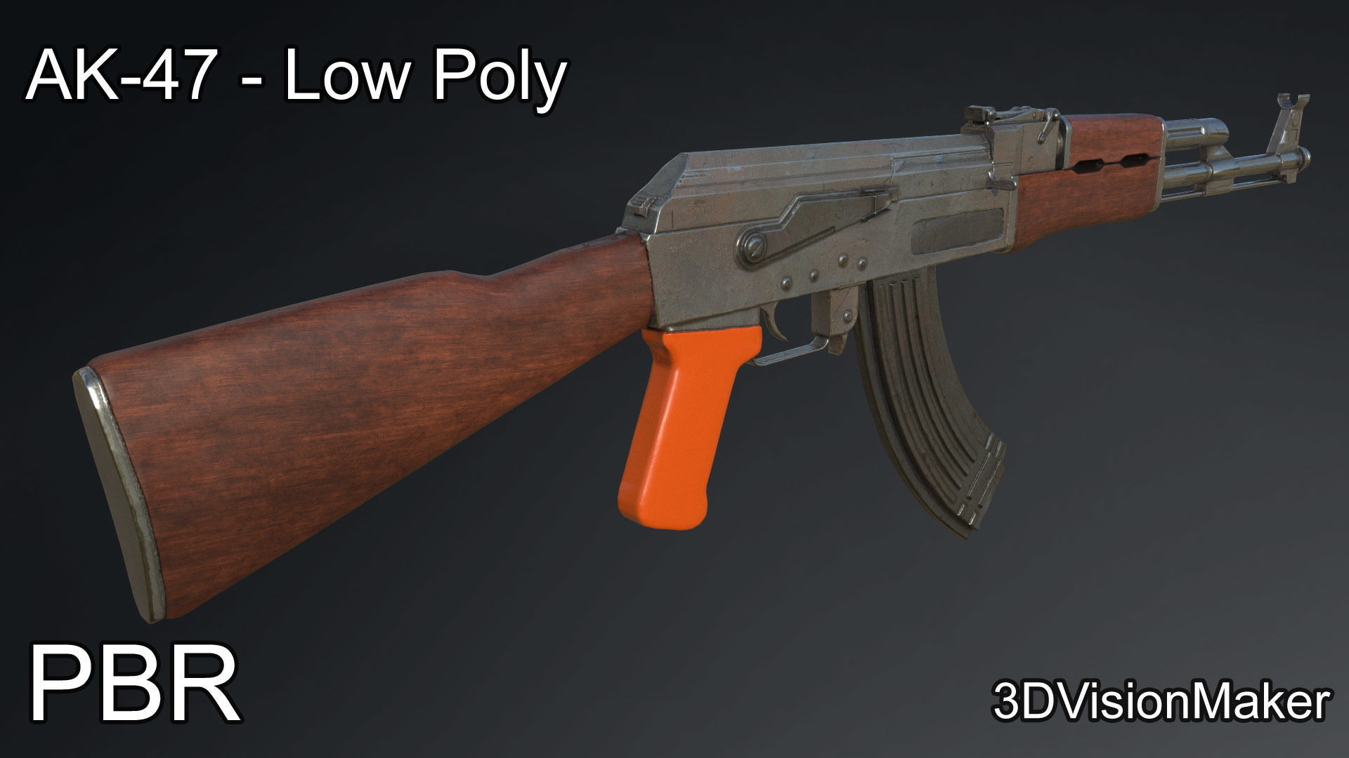 AK-47 Low Poly Low-poly 3D model_2