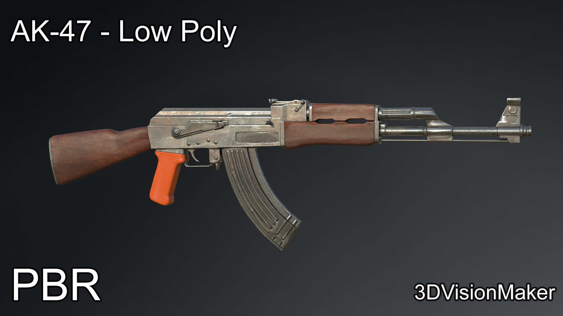 AK-47 Low Poly Low-poly 3D model_1