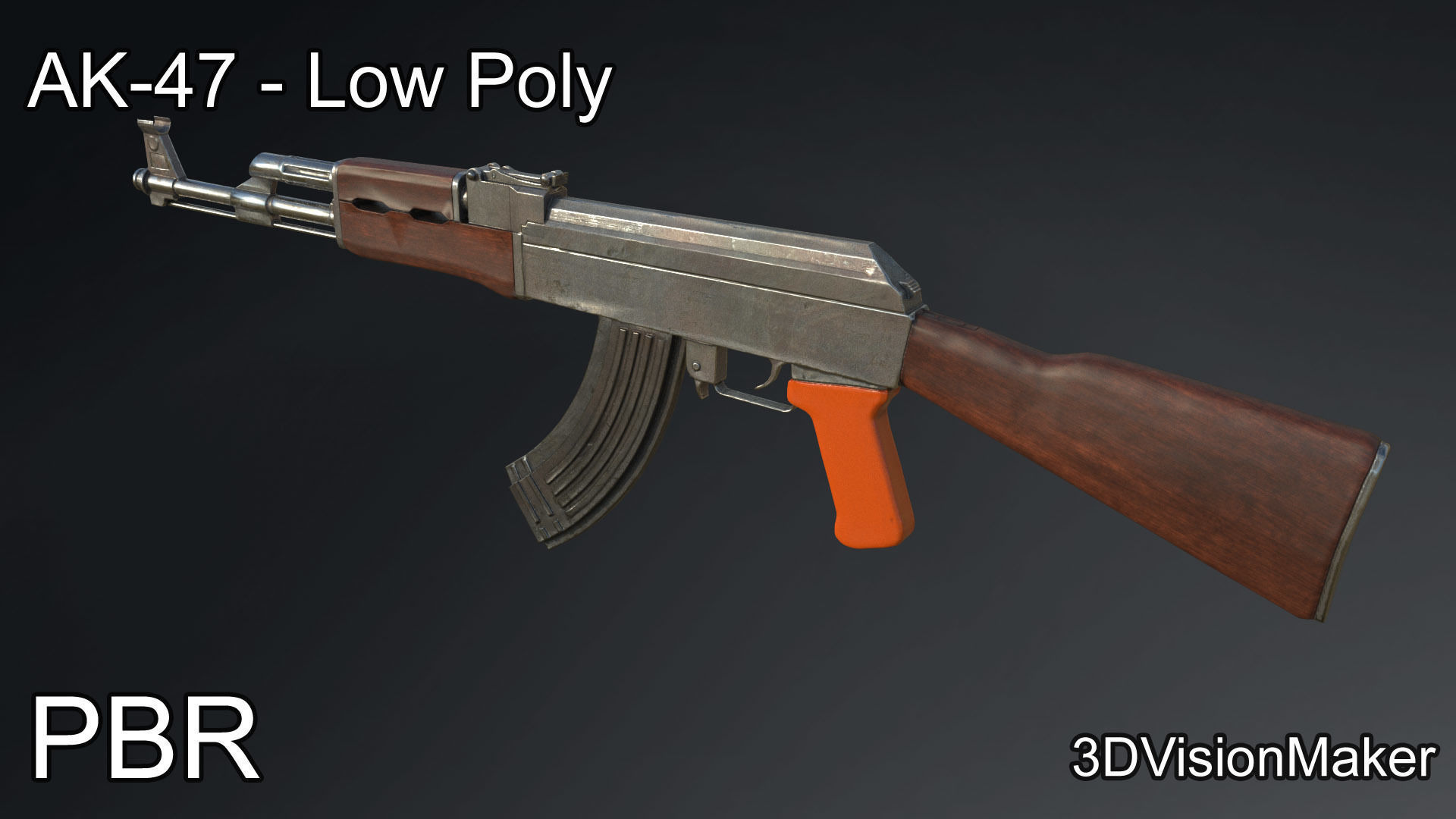 AK-47 Low Poly Low-poly 3D model_4
