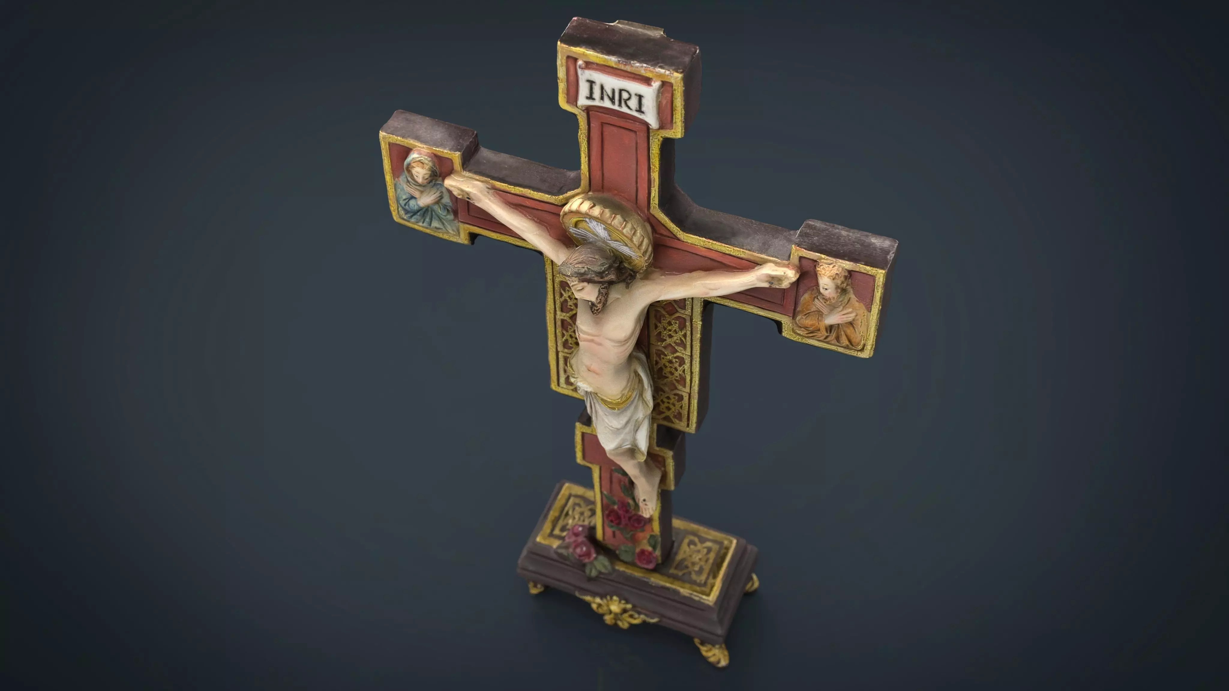 Crucifix jesus on cross Low-poly 3D model_0
