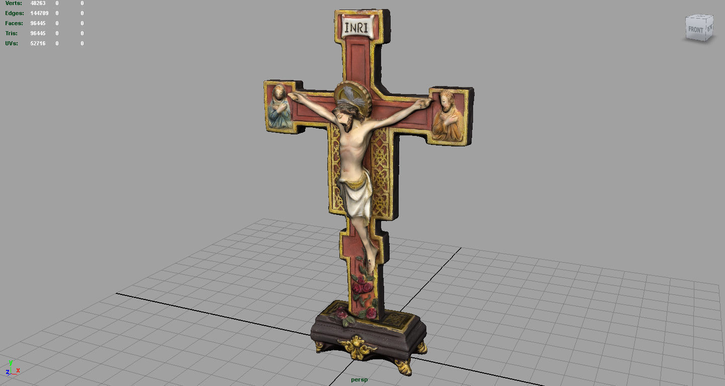 Crucifix jesus on cross Low-poly 3D model_3