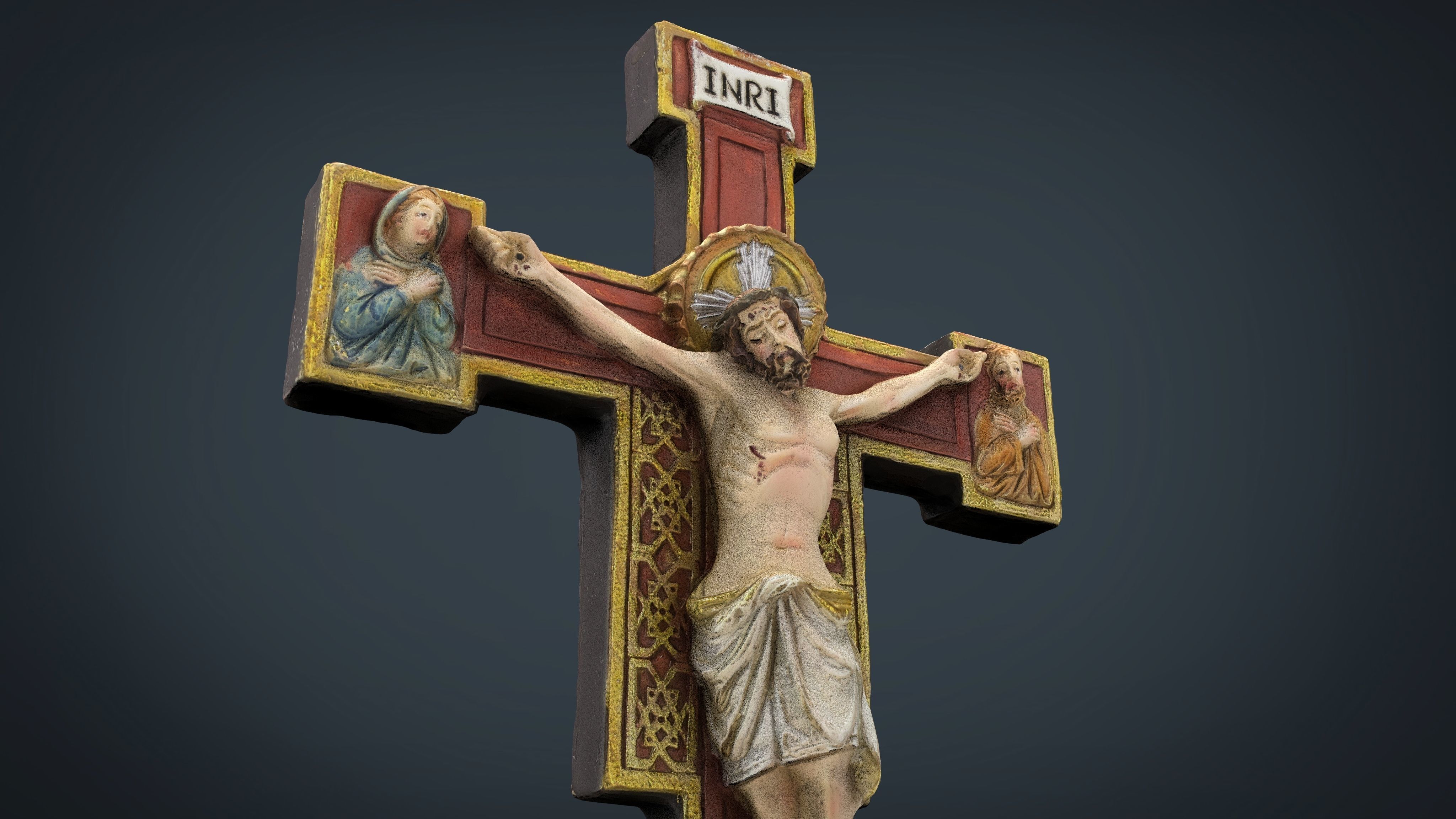 Crucifix jesus on cross Low-poly 3D model_12