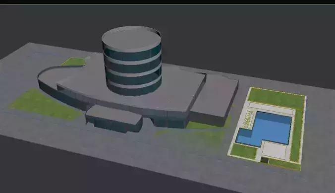 Hotel building with swimming pool