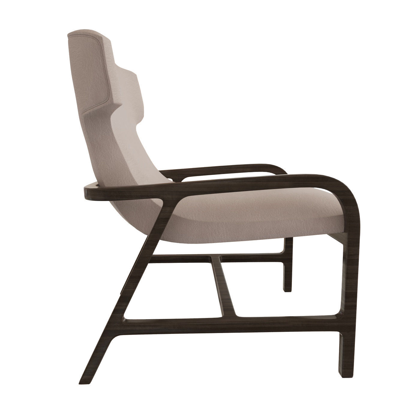 Armchair lounge chair with upholstered seat and wood frame 3D model_1