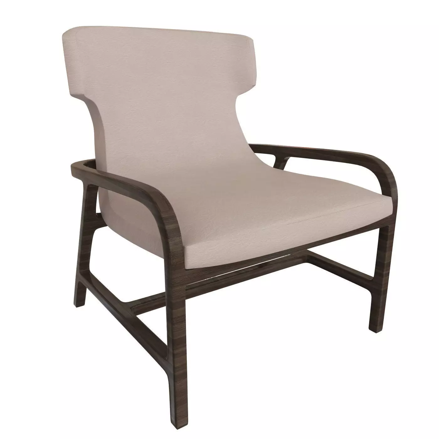 Armchair lounge chair with upholstered seat and wood frame 3D model_0