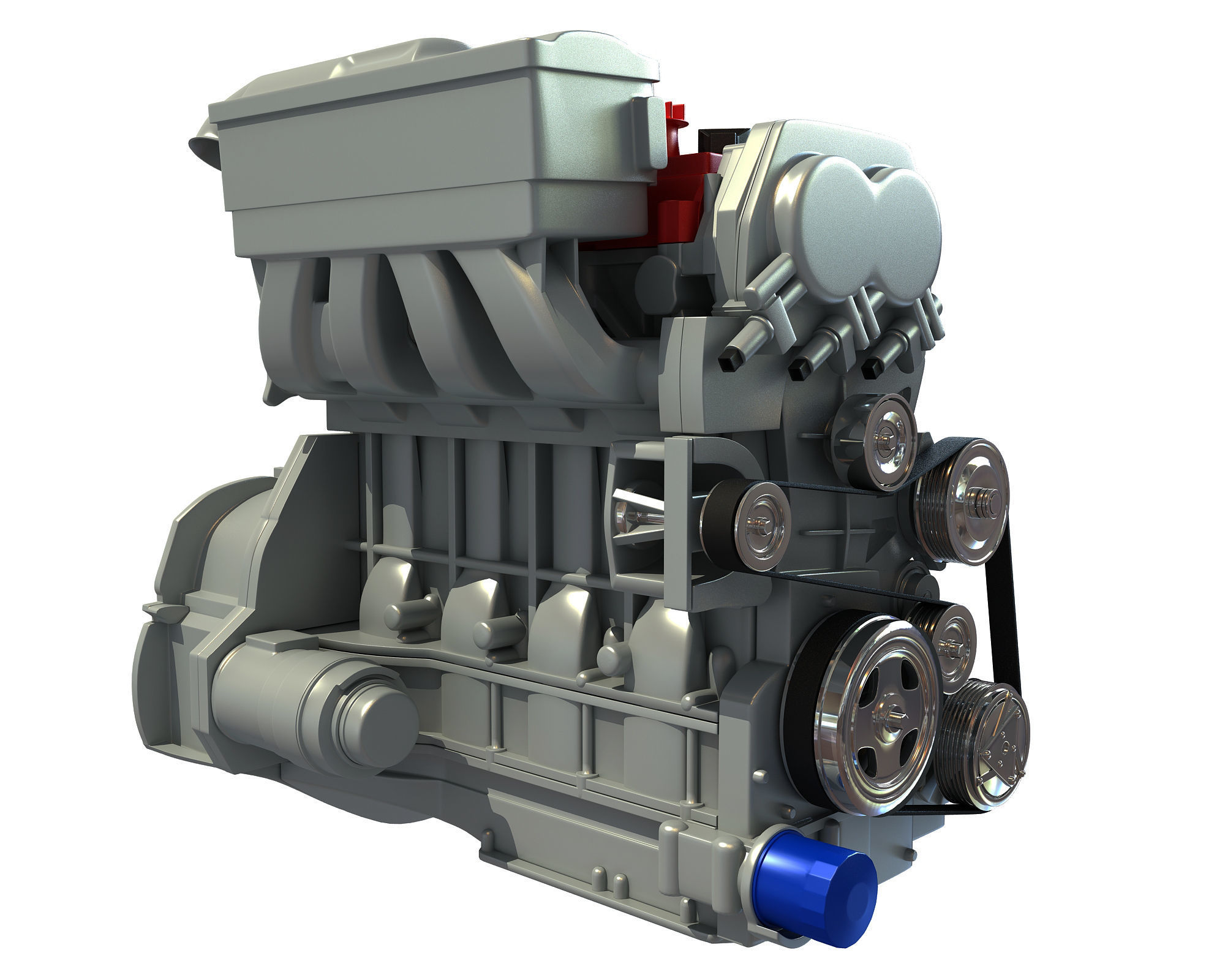 Generic Car Engine 3D model_6
