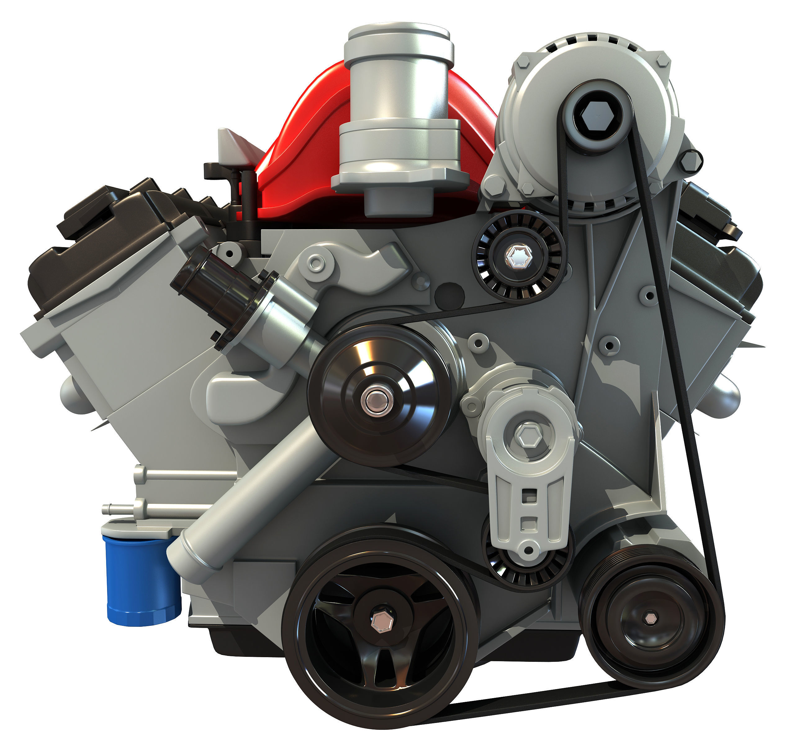 V8 Car Engine 3D model_4