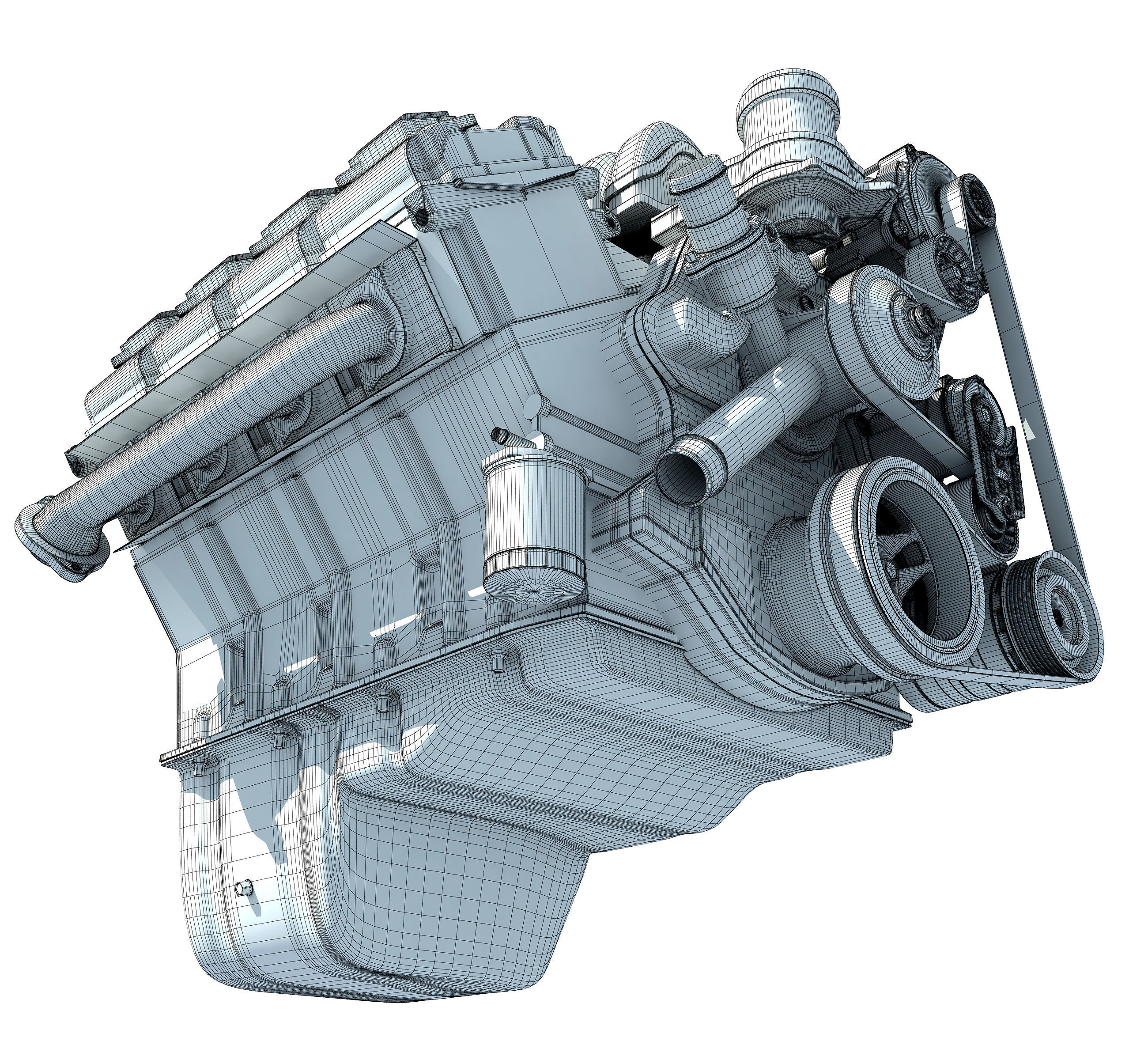 V8 Car Engine 3D model_17