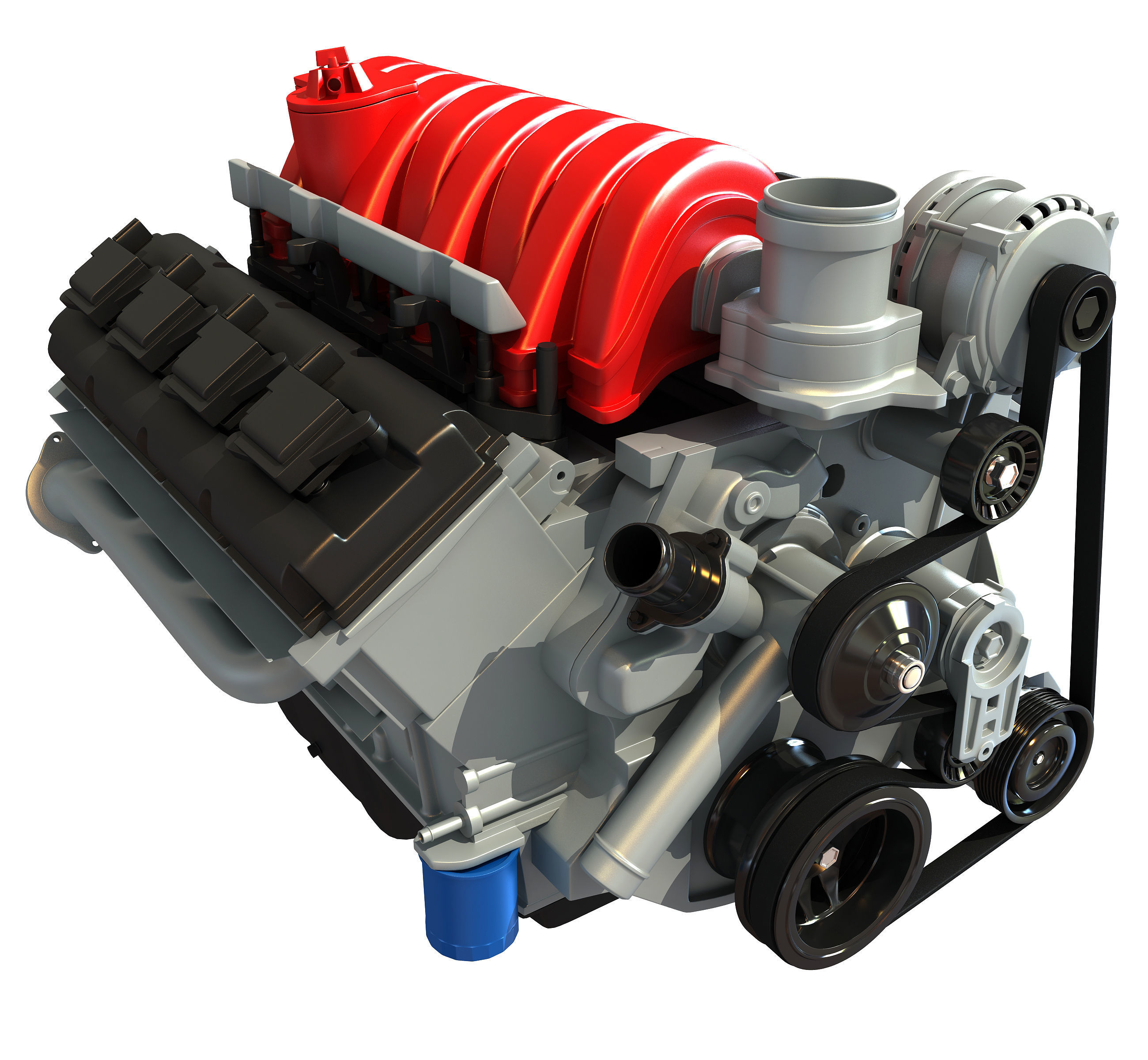 V8 Car Engine 3D model_7