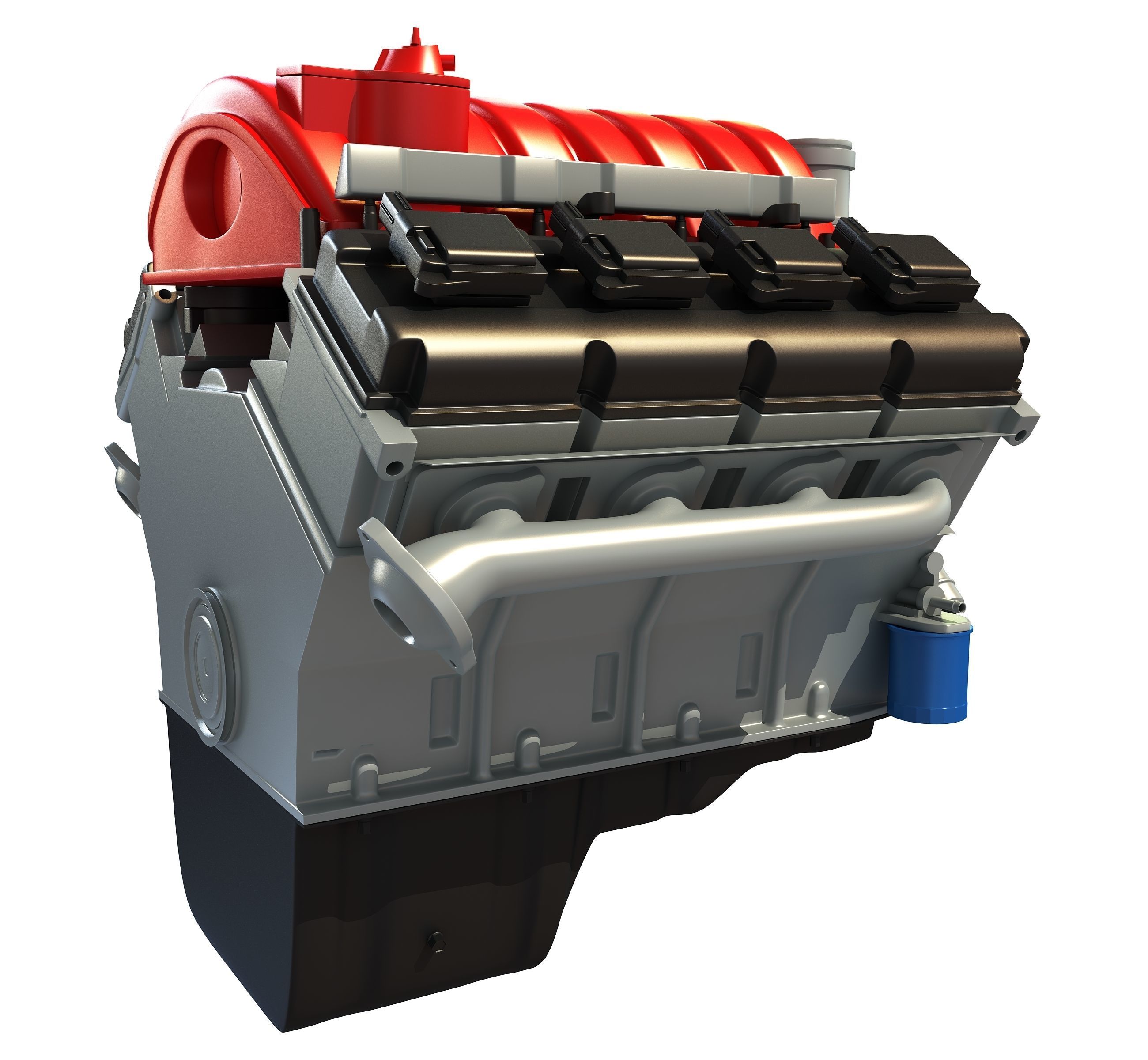 V8 Car Engine 3D model_6