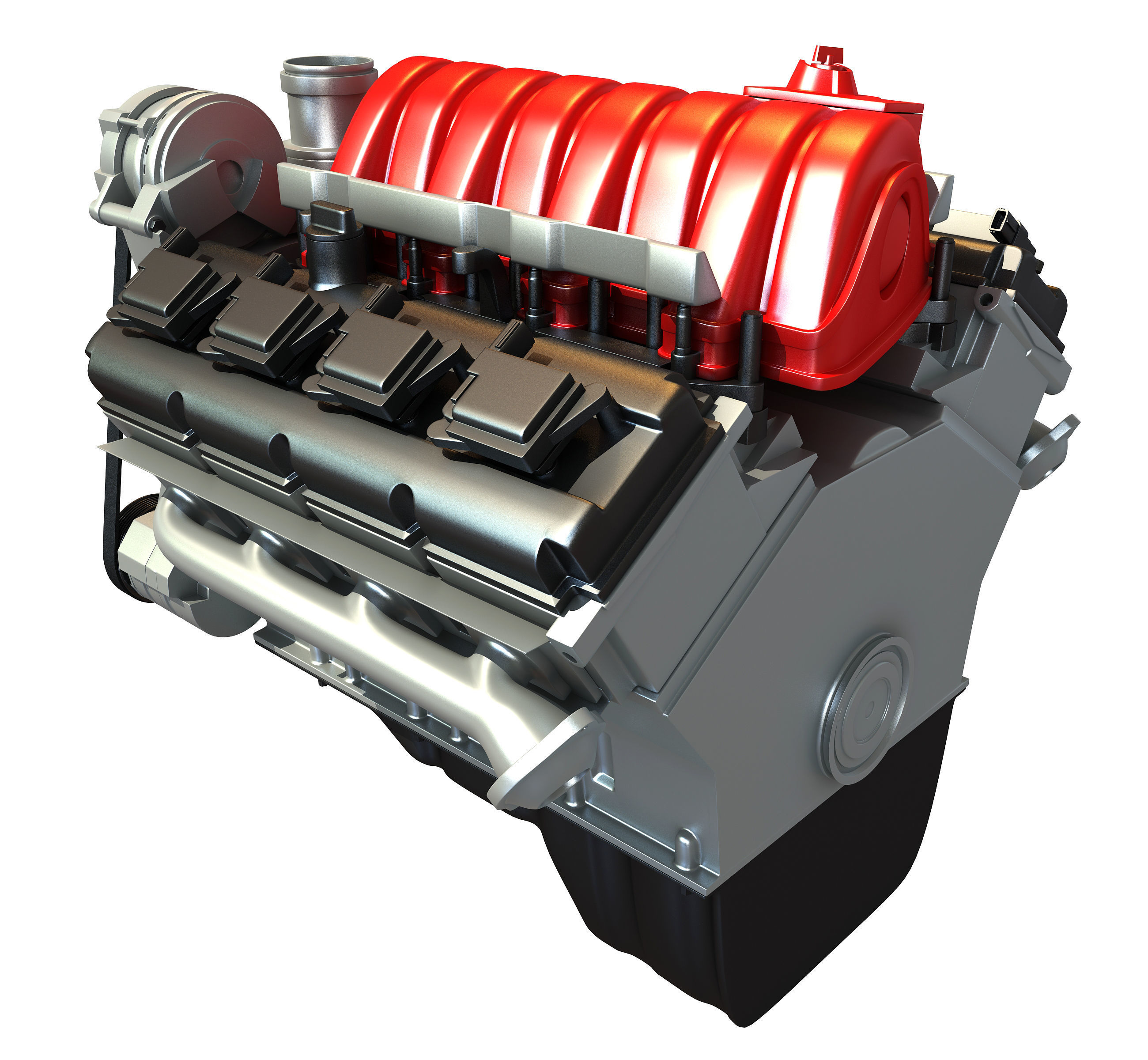 V8 Car Engine 3D model_3