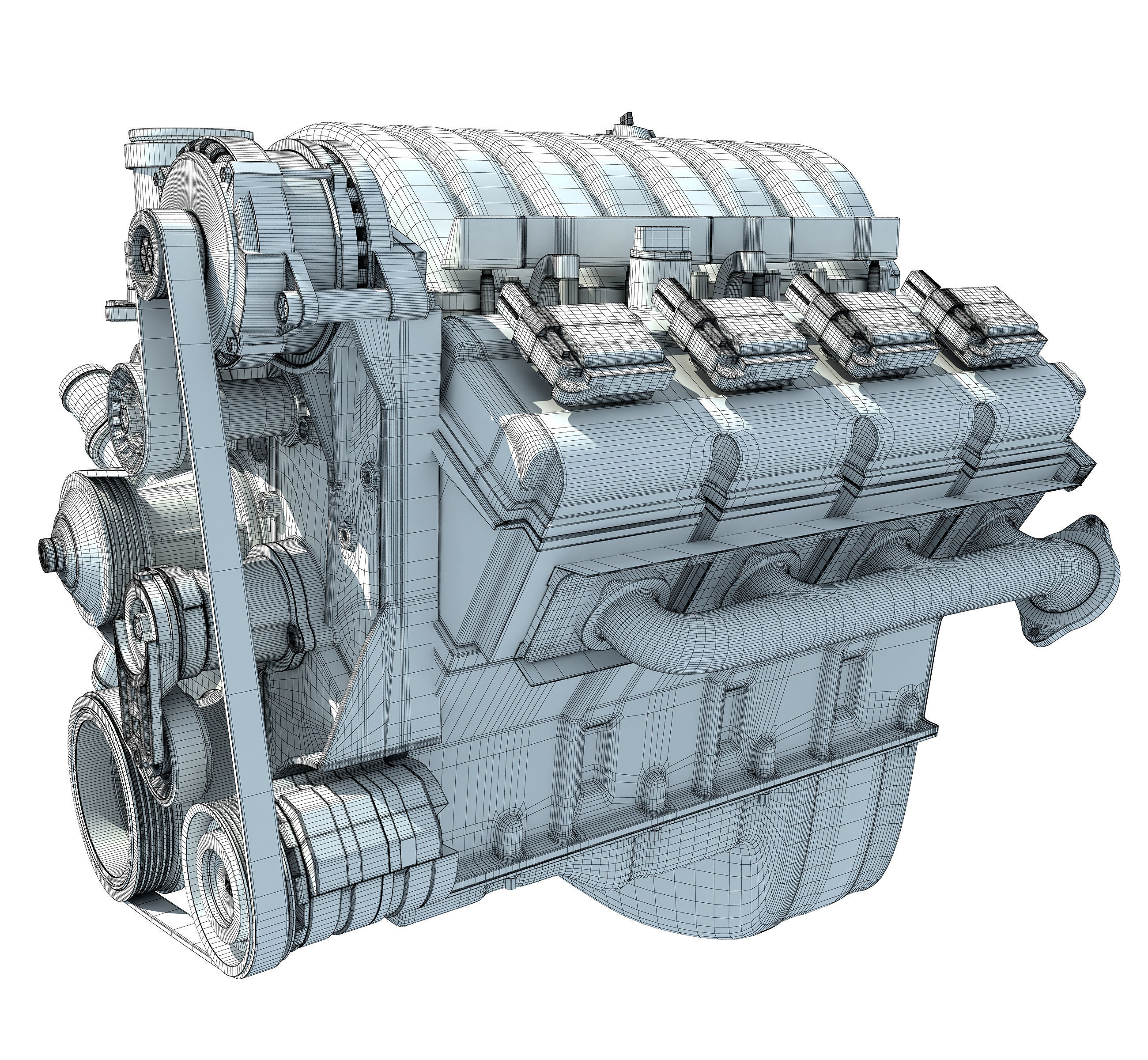 V8 Car Engine 3D model_15