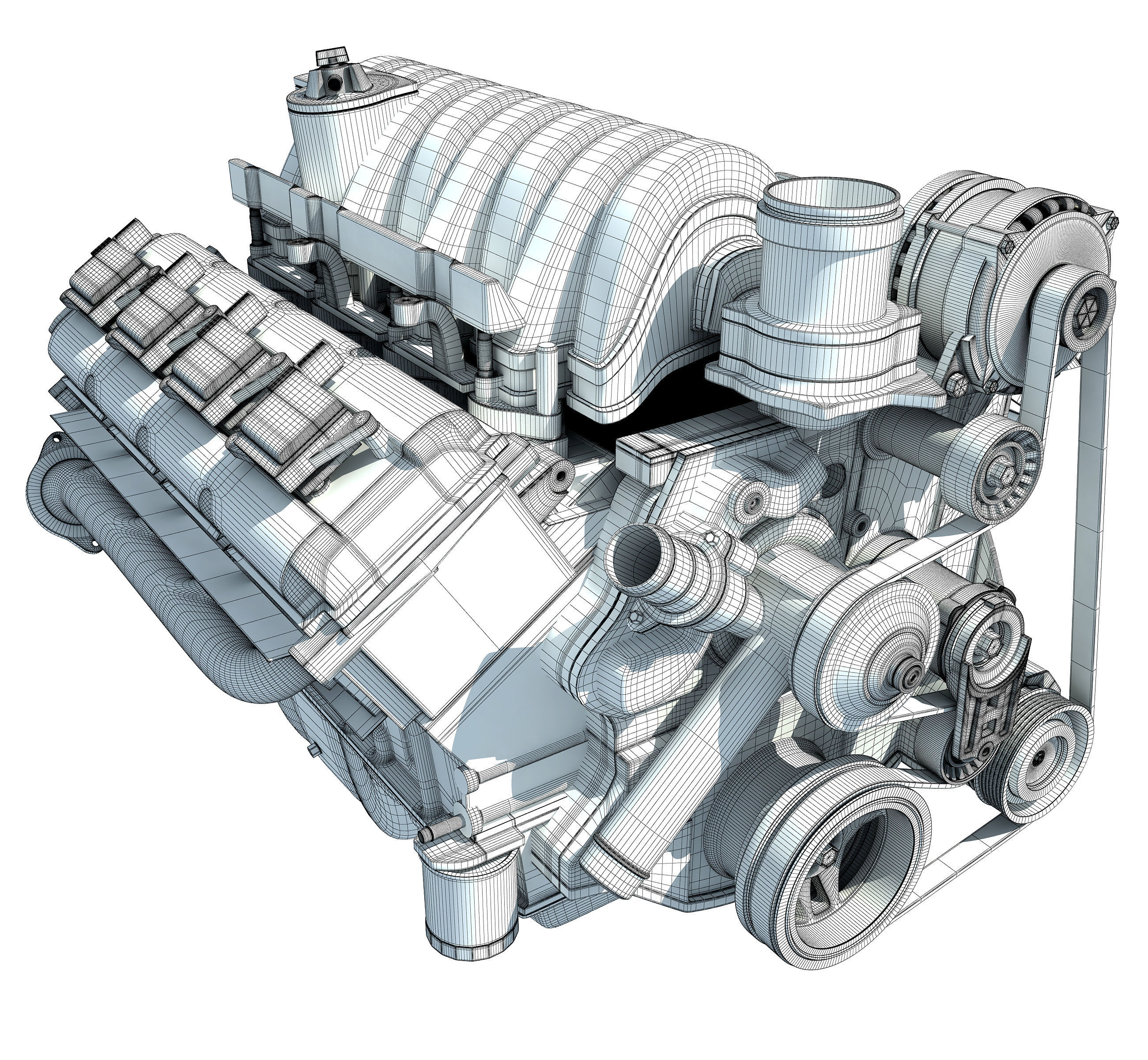 V8 Car Engine 3D model_16