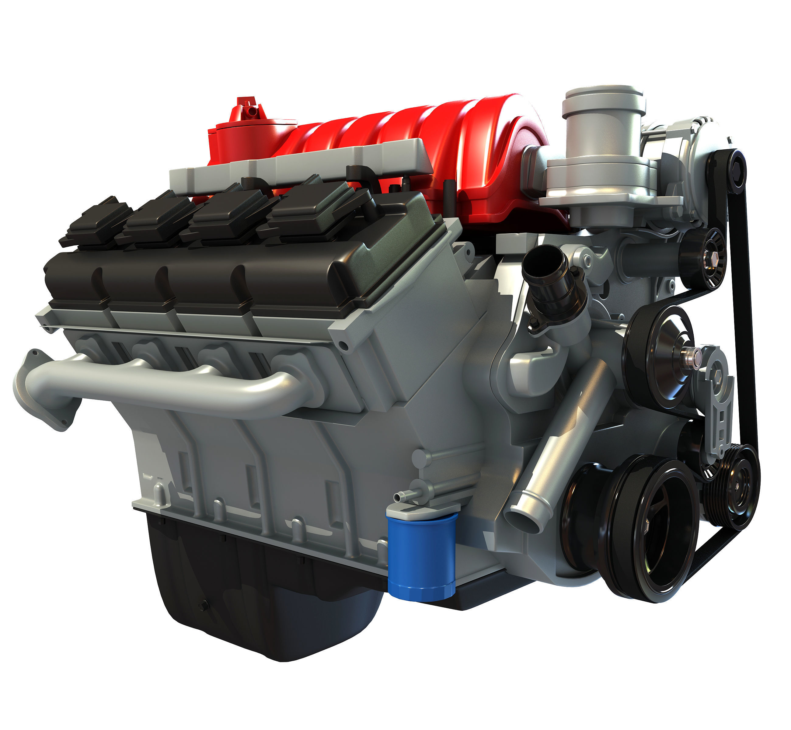 V8 Car Engine 3D model_2
