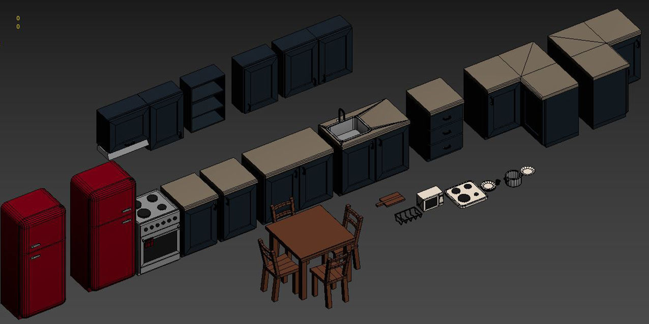 Low Poly Modular Kitchen Low-poly 3D model_6