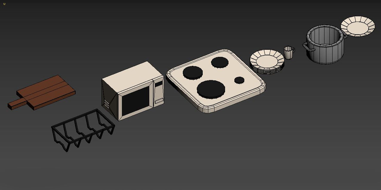 Low Poly Modular Kitchen Low-poly 3D model_7