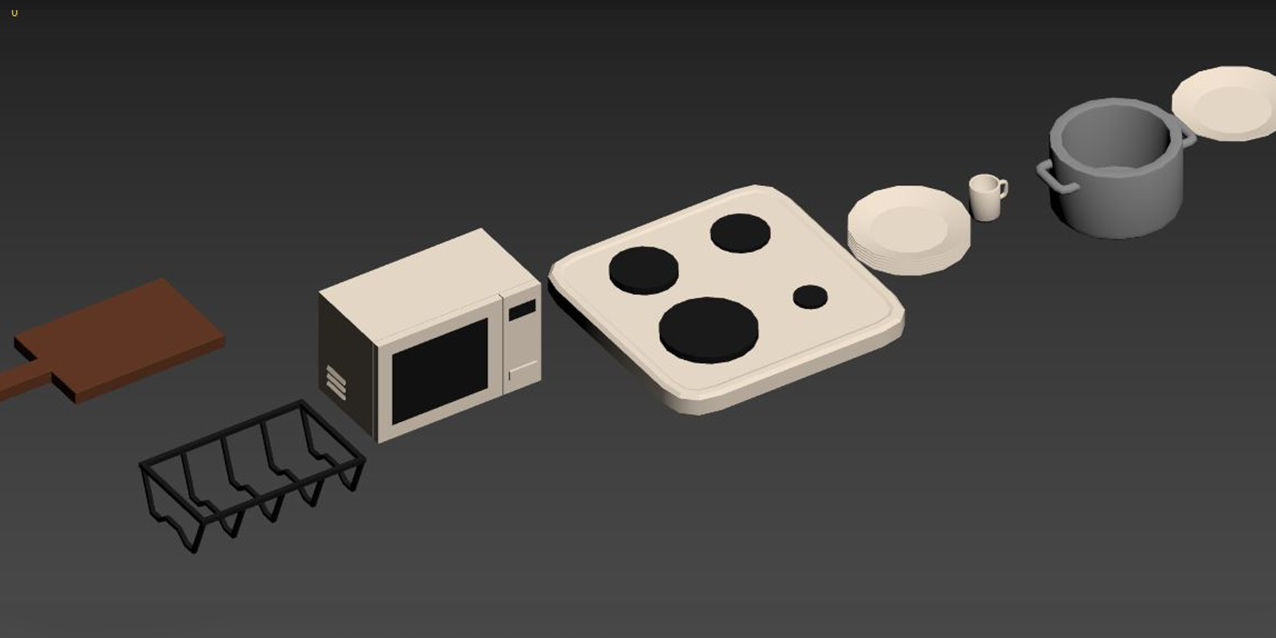 Low Poly Modular Kitchen Low-poly 3D model_8