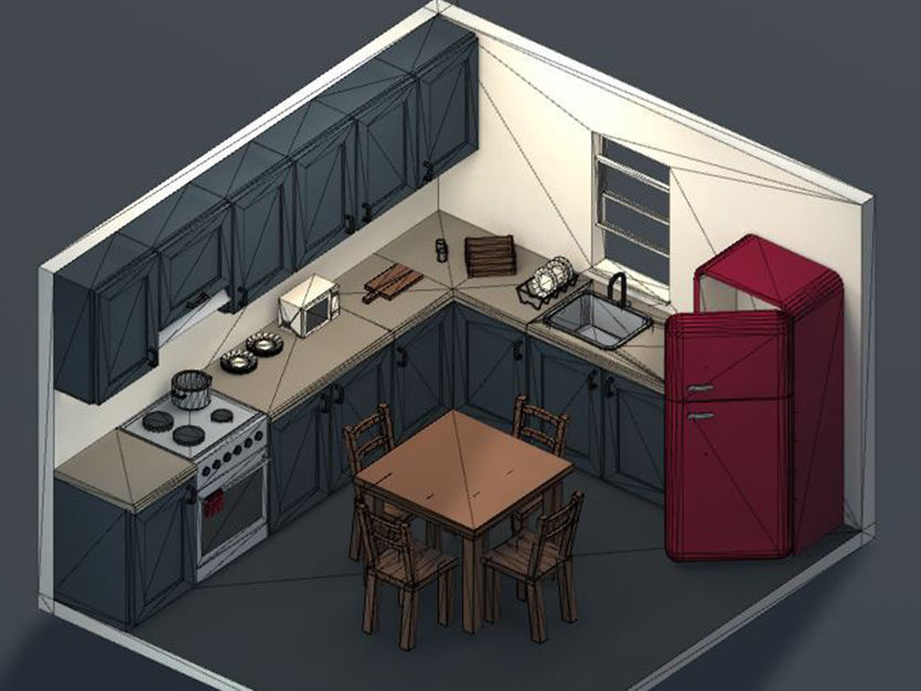 Low Poly Modular Kitchen Low-poly 3D model_4