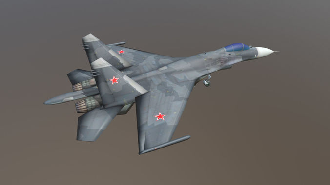 3d model aircraft SU-27 blue Low-poly 3D model