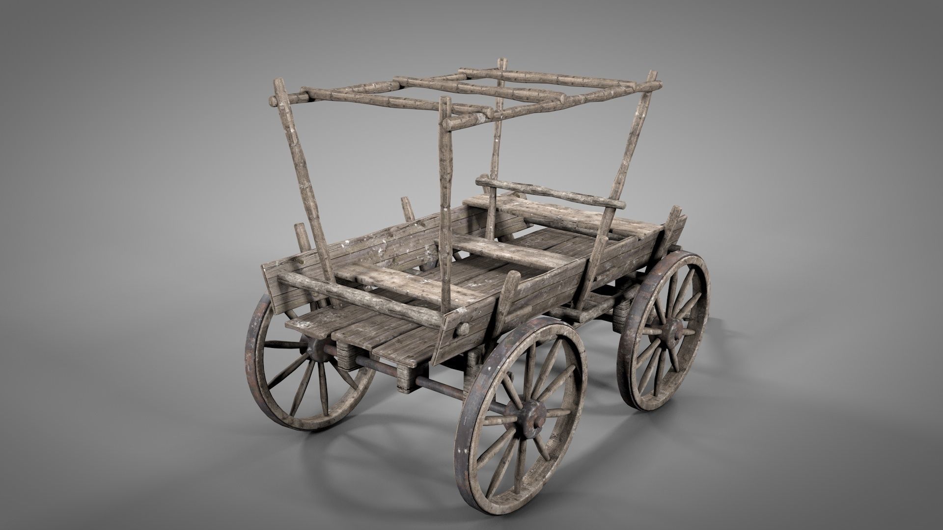 Old Cart with Fabric Animations 3D model_6