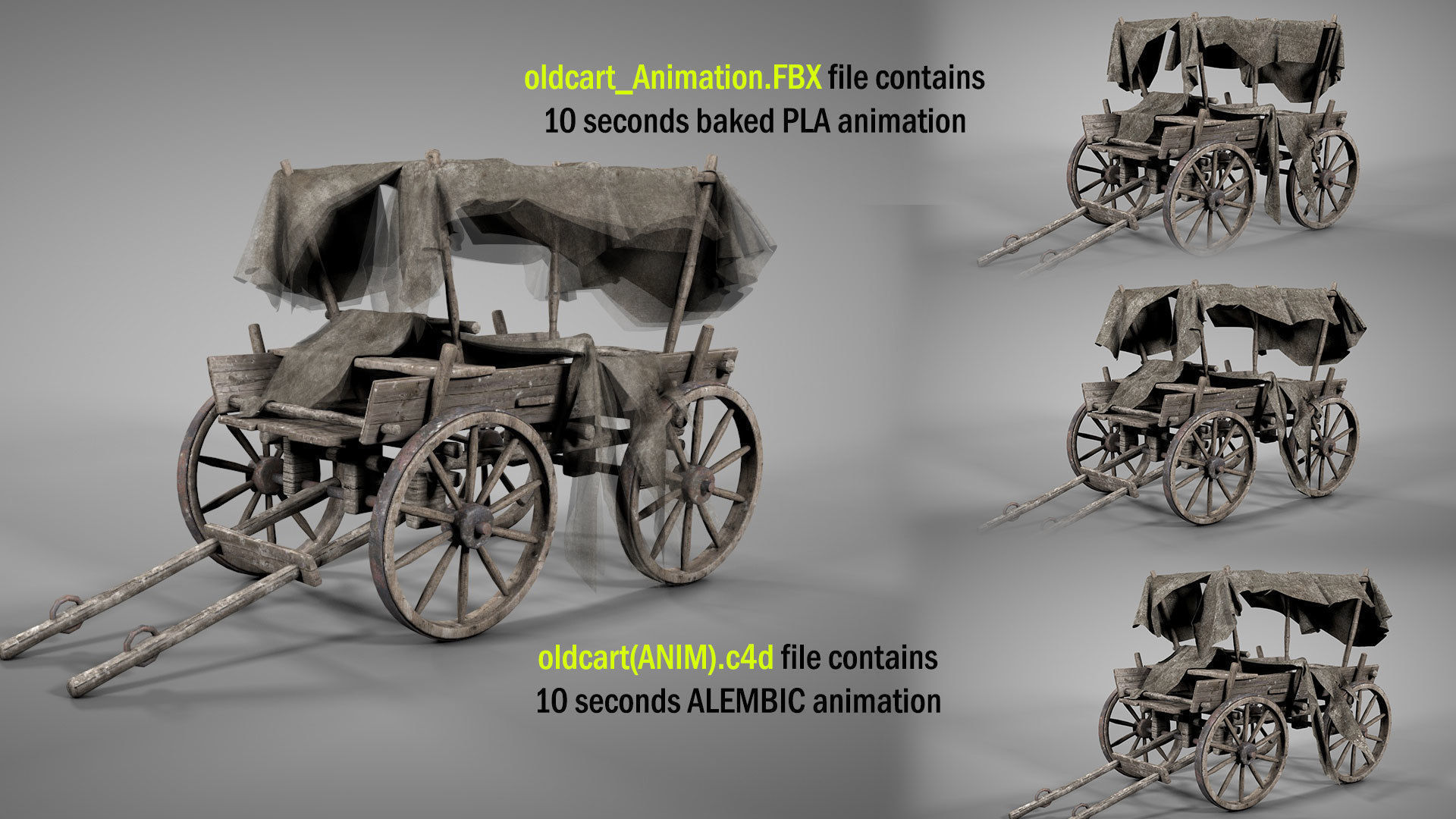 Old Cart with Fabric Animations 3D model_13