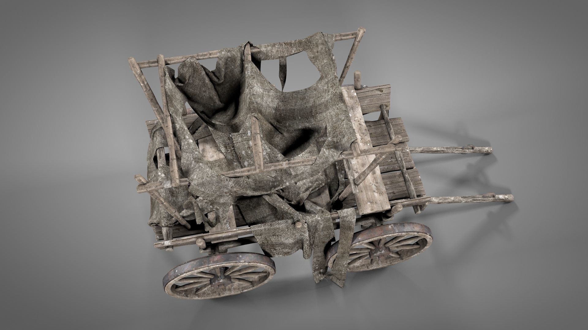 Old Cart with Fabric Animations 3D model_5