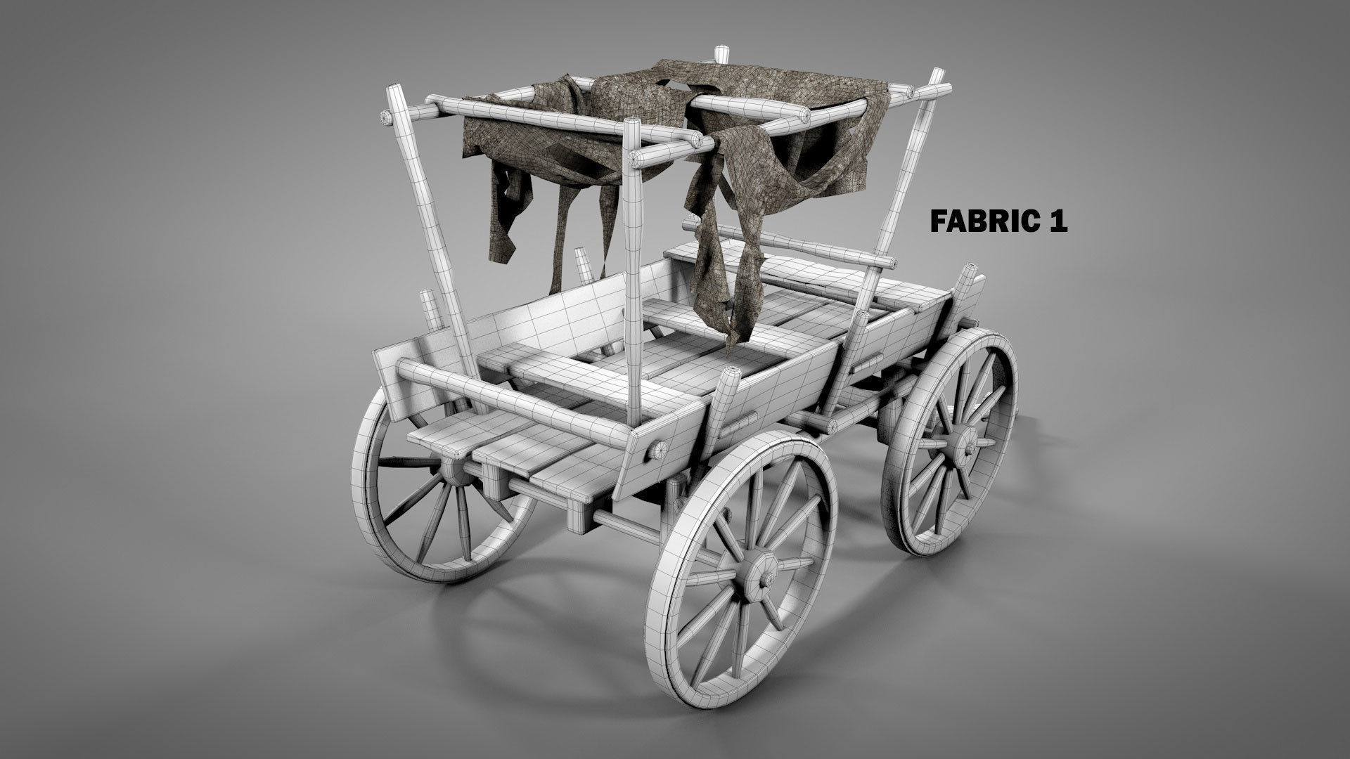 Old Cart with Fabric Animations 3D model_7