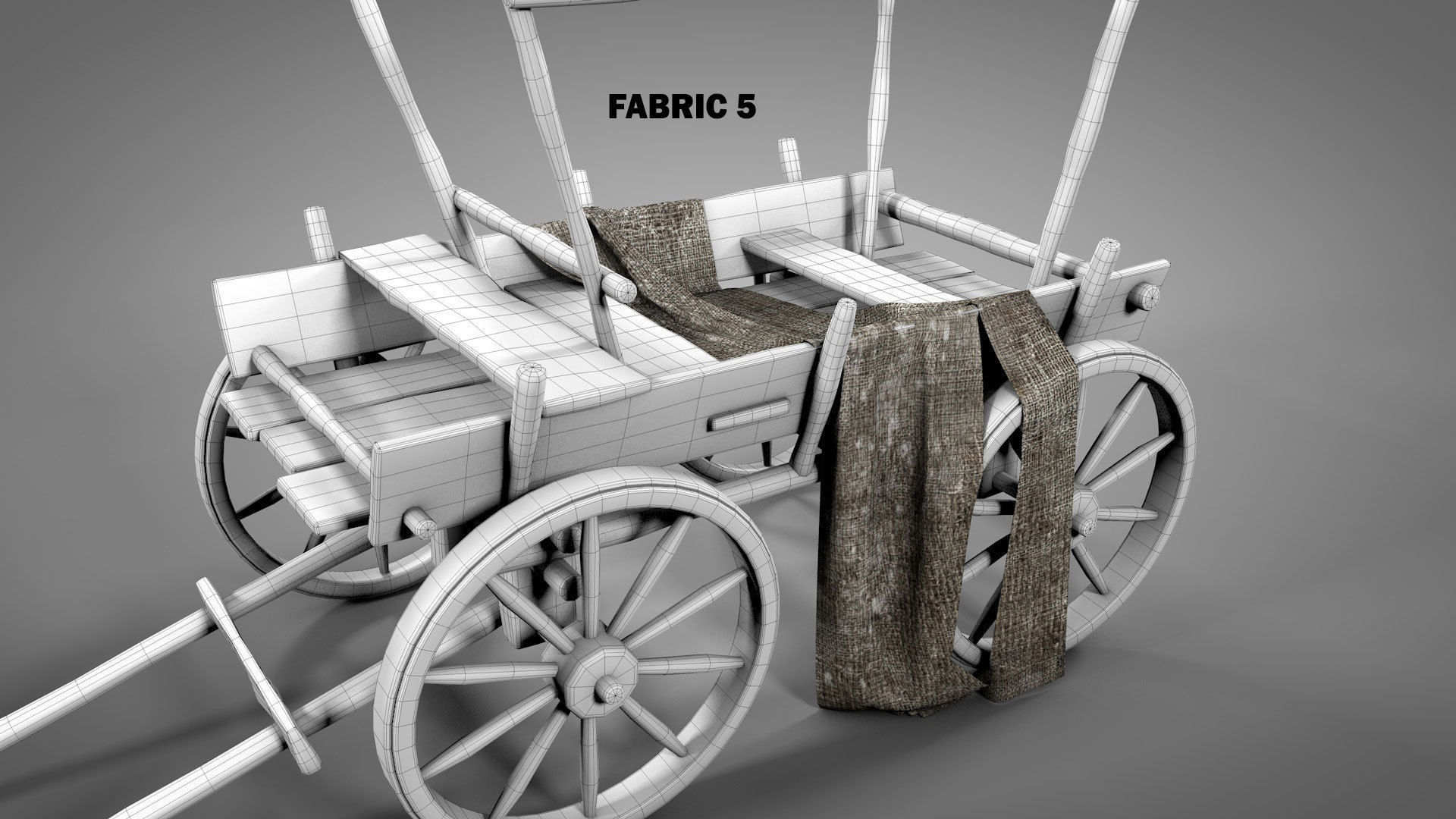 Old Cart with Fabric Animations 3D model_11