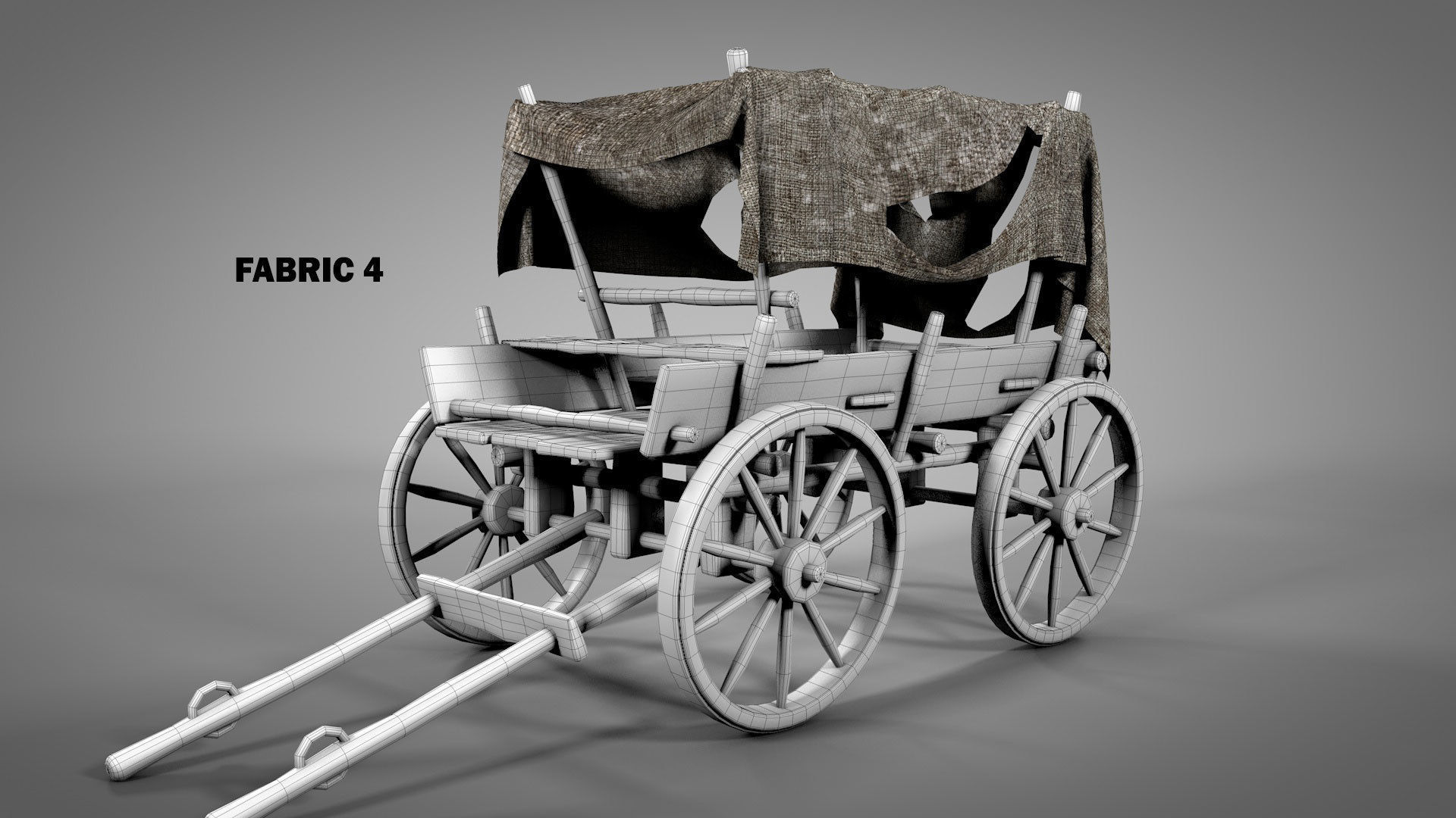 Old Cart with Fabric Animations 3D model_10