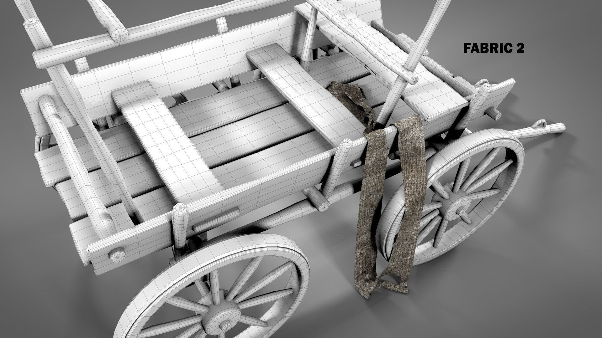 Old Cart with Fabric Animations 3D model_8