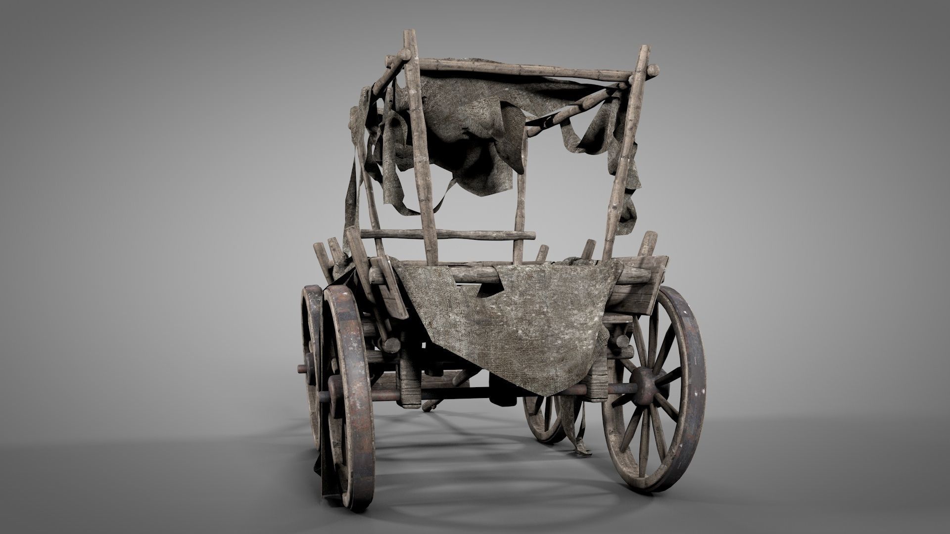 Old Cart with Fabric Animations 3D model_4