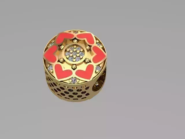 stones and painted hearts charm ball 3D print model