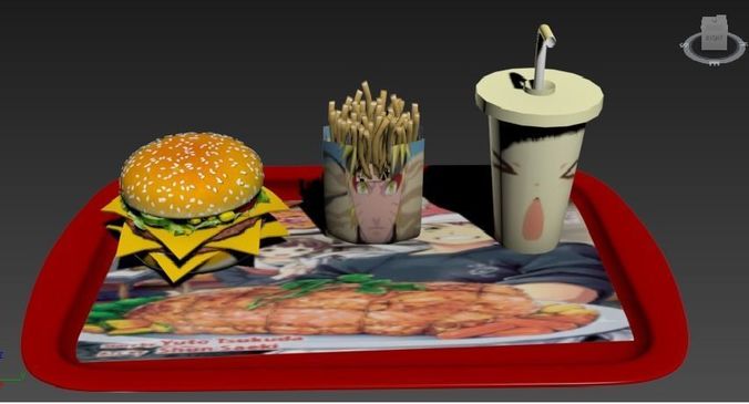 Fast food Manga style Free low-poly 3D model