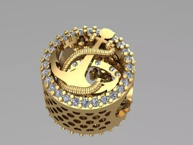 ship anchor charm ball  3D print model_0