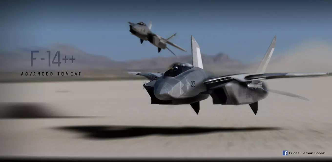 F-14  stealth concept Low-poly 3D model_0