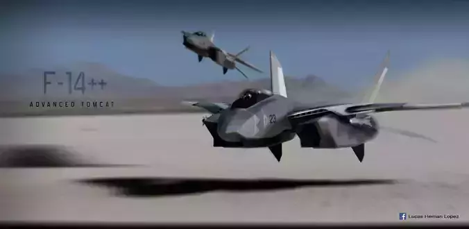 F-14  stealth concept Low-poly 3D model