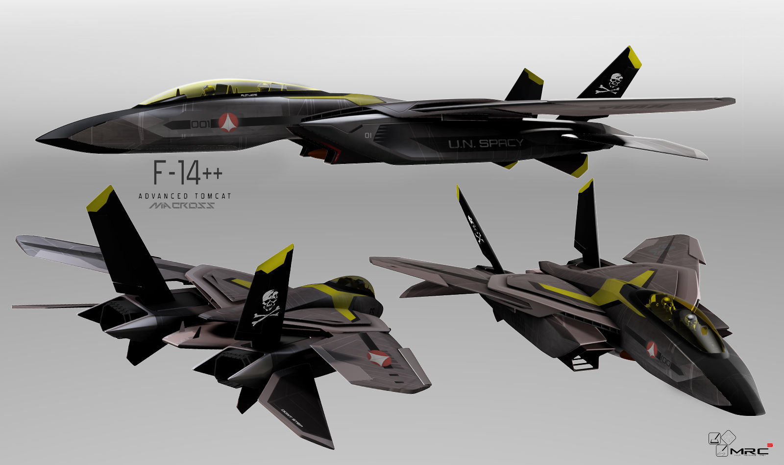 F-14  stealth concept Low-poly 3D model_9