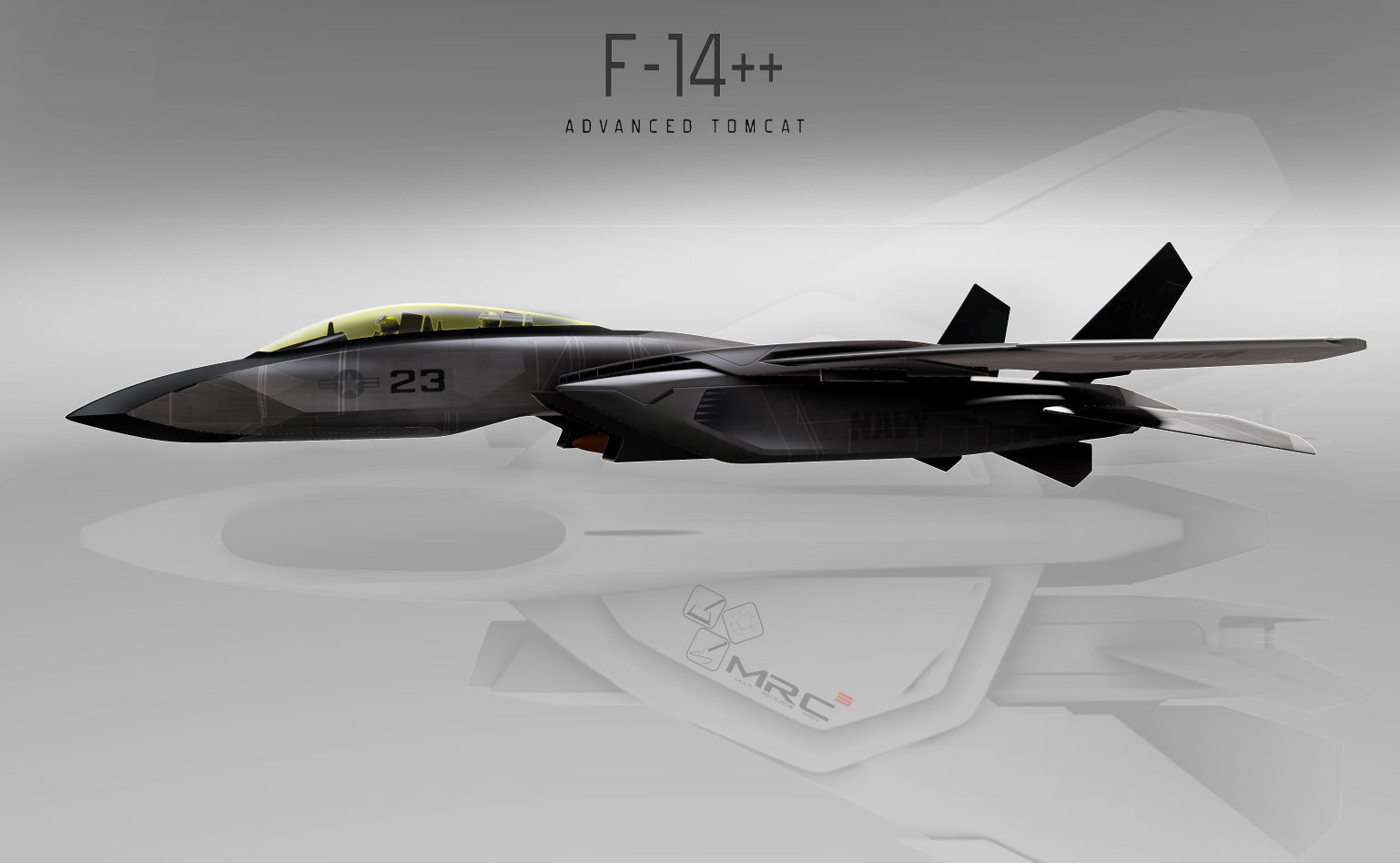 F-14  stealth concept Low-poly 3D model_5