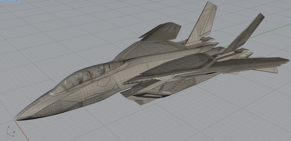 F-14  stealth concept Low-poly 3D model_7