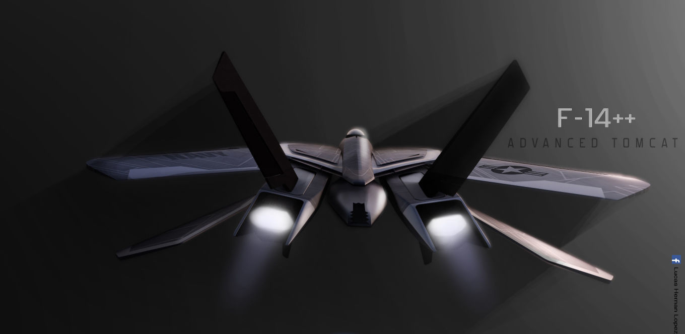 F-14  stealth concept Low-poly 3D model_10