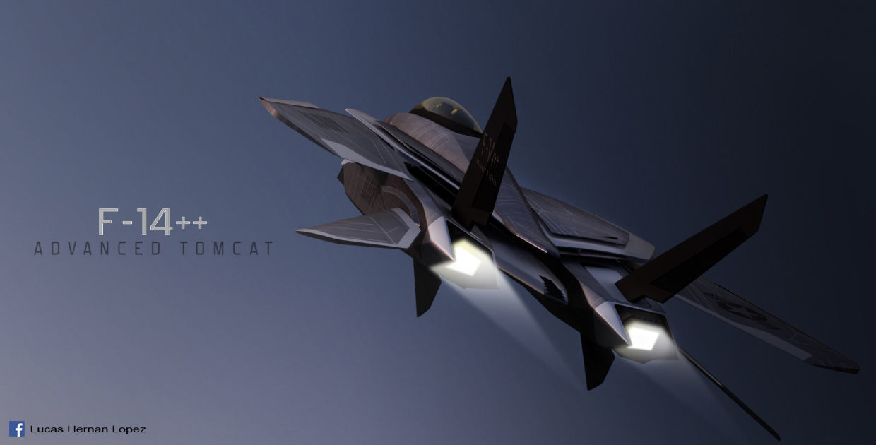 F-14  stealth concept Low-poly 3D model_1